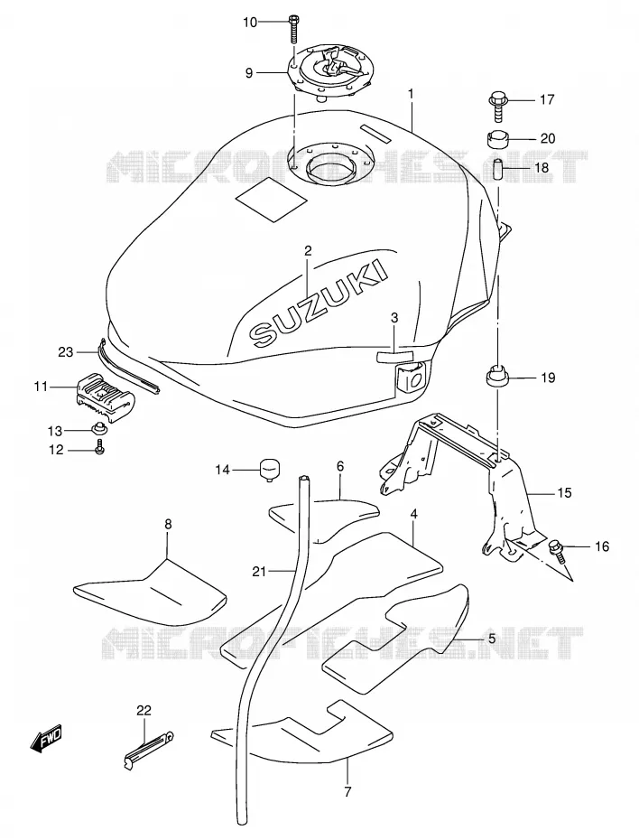 BENZINETANK (MODELE W/X) Suzuki MOTO 600 GSX-F 2002  GSX600FK2(E2)