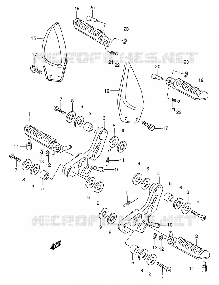 FOOTREST (MODELE W/X/Y) Suzuki MOTO 600 GSX-F 2003  GSX600FK3(E2)