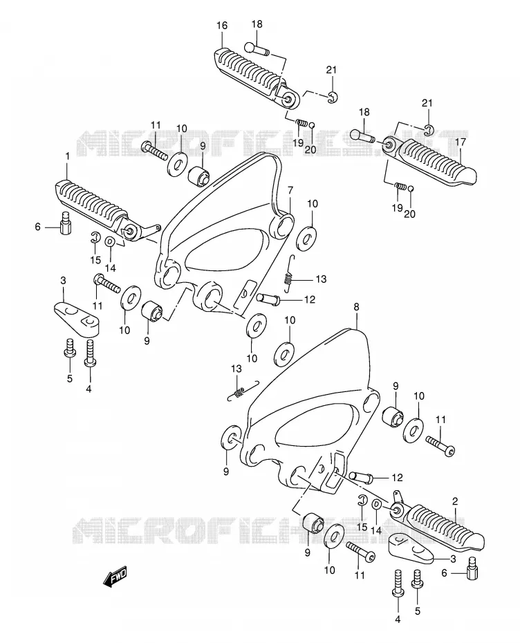 FOOTREST (VOIR NOTE) Suzuki MOTO 750 GSX-F 2000  GSX750FY(E2)