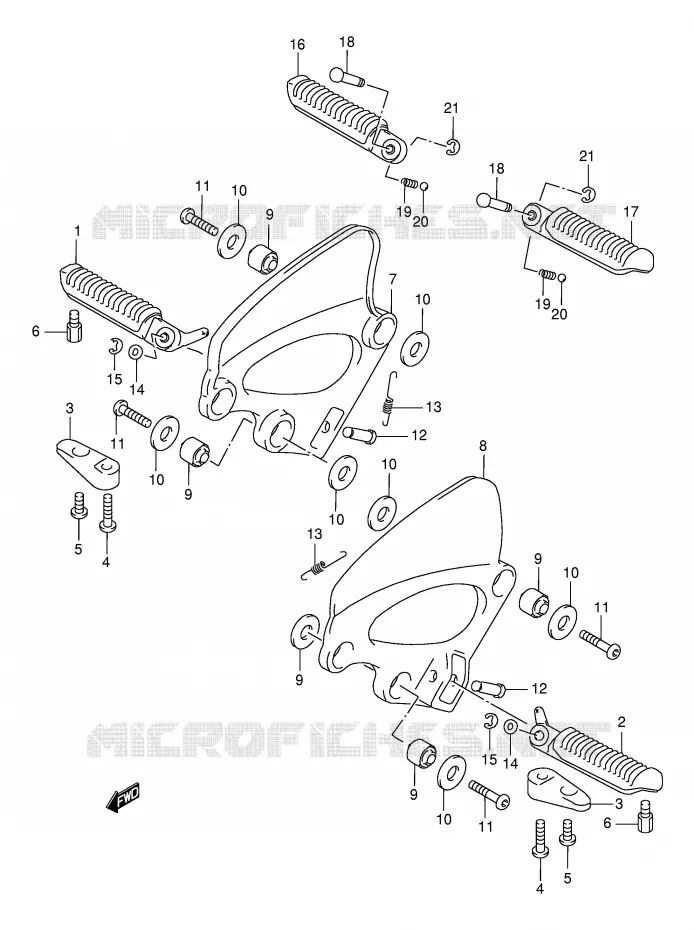 FOOTREST (VOIR NOTE) Suzuki MOTO 750 GSX-F 2002  GSX750FK2(E2)
