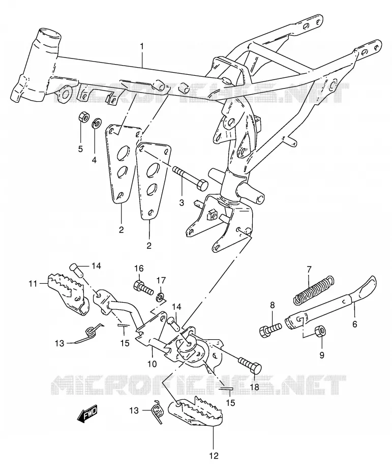 FRAME - FOOTREST Suzuki MOTO 50 JR 1996  JR50T(P3/P28)