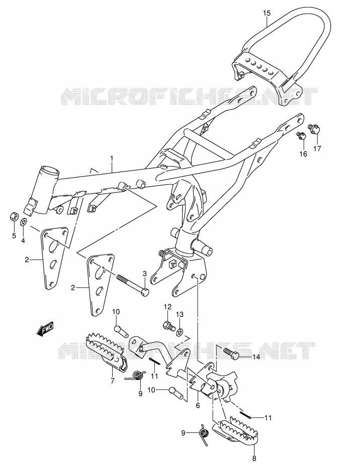 FRAME - FOOTREST Suzuki MOTO 50 JR 2002  JR50K2(P3/P28)