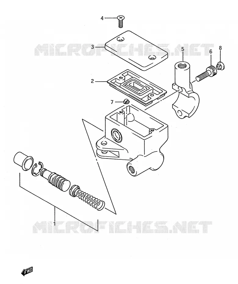 FRONT HOOFDREMCILINDER (LS650FG/FJ/FK/FL) Suzuki MOTO 650 BOULEVARD 1989  LS650FK(E28)