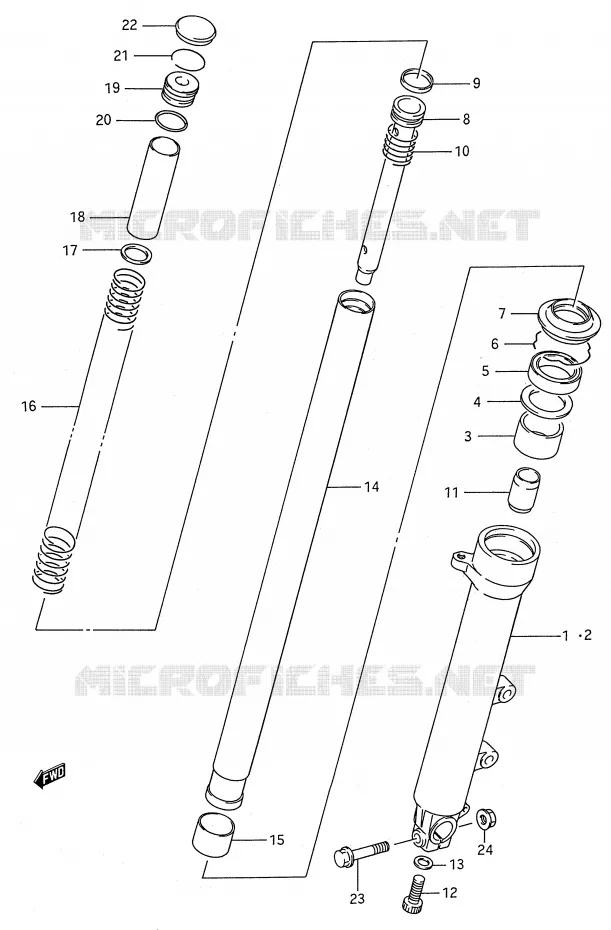 FRONT SCHOKDEMPER (MODELE J) Suzuki MOTO 600 GSX-F 1996  GSX600FT(E28)