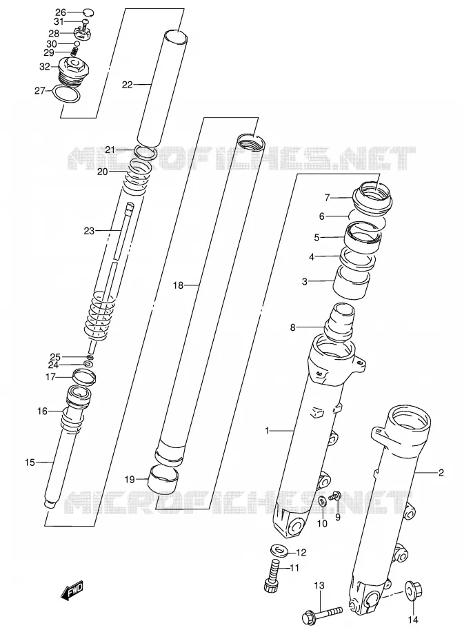 FRONT SCHOKDEMPER (MODELE K/L/M/N/P/R/S/T) Suzuki MOTO 600 GSX-F 1991  GSX600FUM(E2)