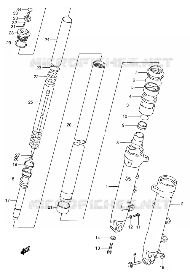 FRONT SCHOKDEMPER (MODELE K/L/M/N/P/R) Suzuki MOTO 750 GSX-F 1995  GSX750FS(E2)