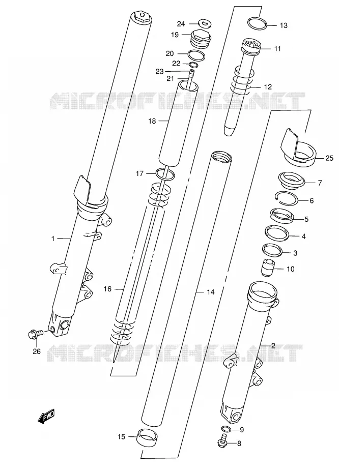 FRONT SCHOKDEMPER (MODELE K3) Suzuki MOTO 600 GSX-F 1999  GSX600FUX(E2)