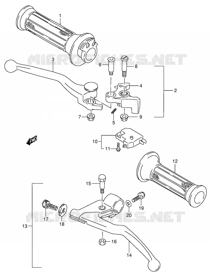 HANDGRIPS - LEVERS Suzuki MOTO 600 GSX-F 1997  GSX600FV(E2)