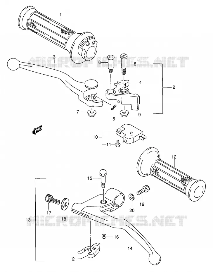 HANDGRIPS - LEVERS Suzuki MOTO 750 GSX-F 1993  GSX750FP(E2)