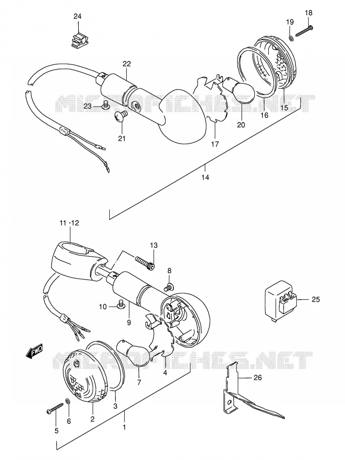 INDICATOREN (MODELE T/V/W/Y/K1/K2/K3) Suzuki MOTO 650 BOULEVARD 1999  LS650PX(E3/E28)