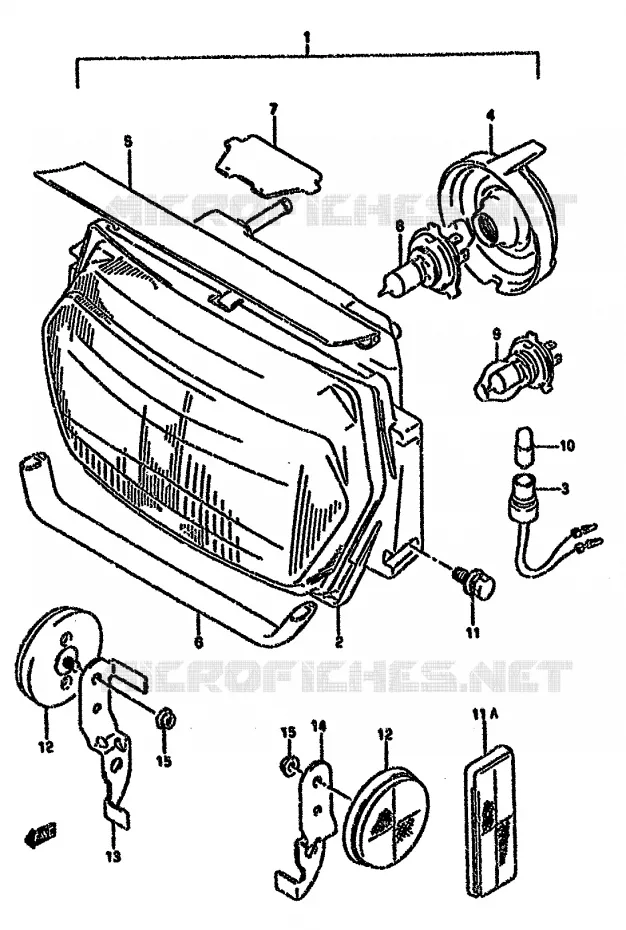 KOPLAMP (MODELE K/L/M/N/P/R) Suzuki MOTO 750 GSX-F 1992  GSX750FN(K-T)