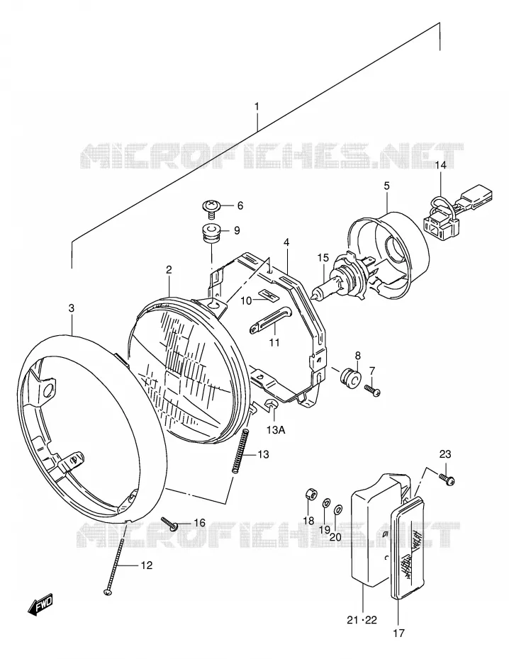 KOPLAMP (MODELE K1/K2/K3/K4) Suzuki MOTO 650 BOULEVARD 1997  LS650PV(E3/E28)