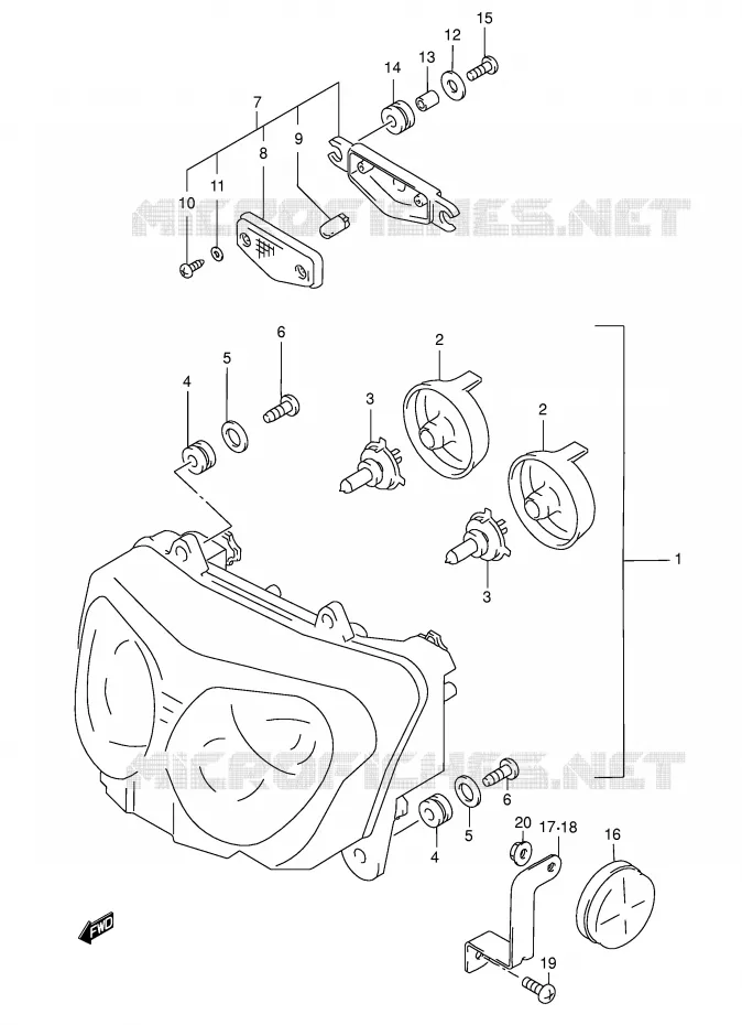 KOPLAMP (MODELE K3 E24) Suzuki MOTO 750 GSX-F 1999  GSX750FX(E2)