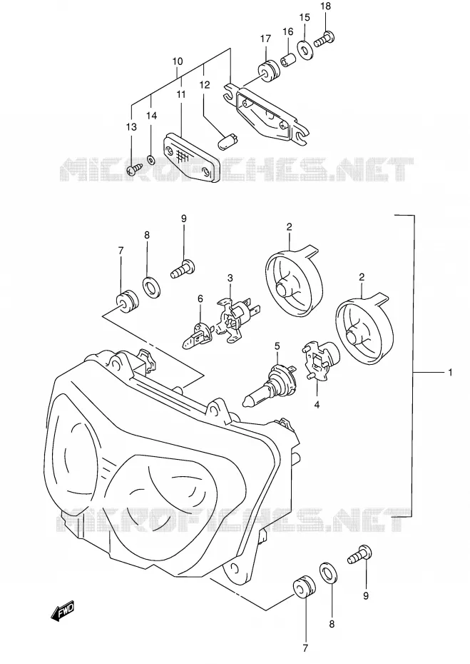 KOPLAMP (MODELE K3 E2,E19,P37) Suzuki MOTO 750 GSX-F 2000  GSX750FY(E2)