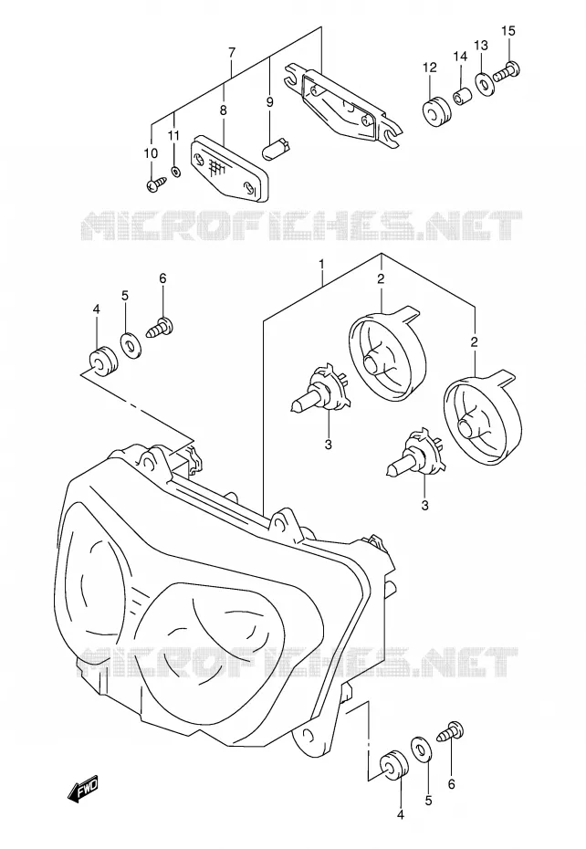 KOPLAMP (MODELE W/X/Y/K1/K2 E24) Suzuki MOTO 600 GSX-F 1998  GSX600FW(E2)
