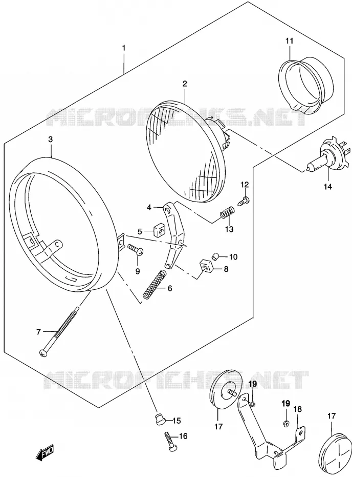 KOPLAMP Suzuki MOTO 250 MARAUDER 2003  GZ250K3(K3)
