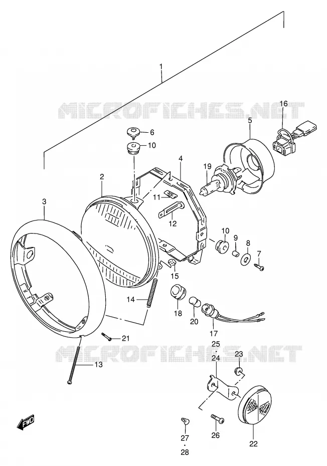 KOPLAMP Suzuki MOTO 650 SAVAGE 2001  LS650PK1(E2)