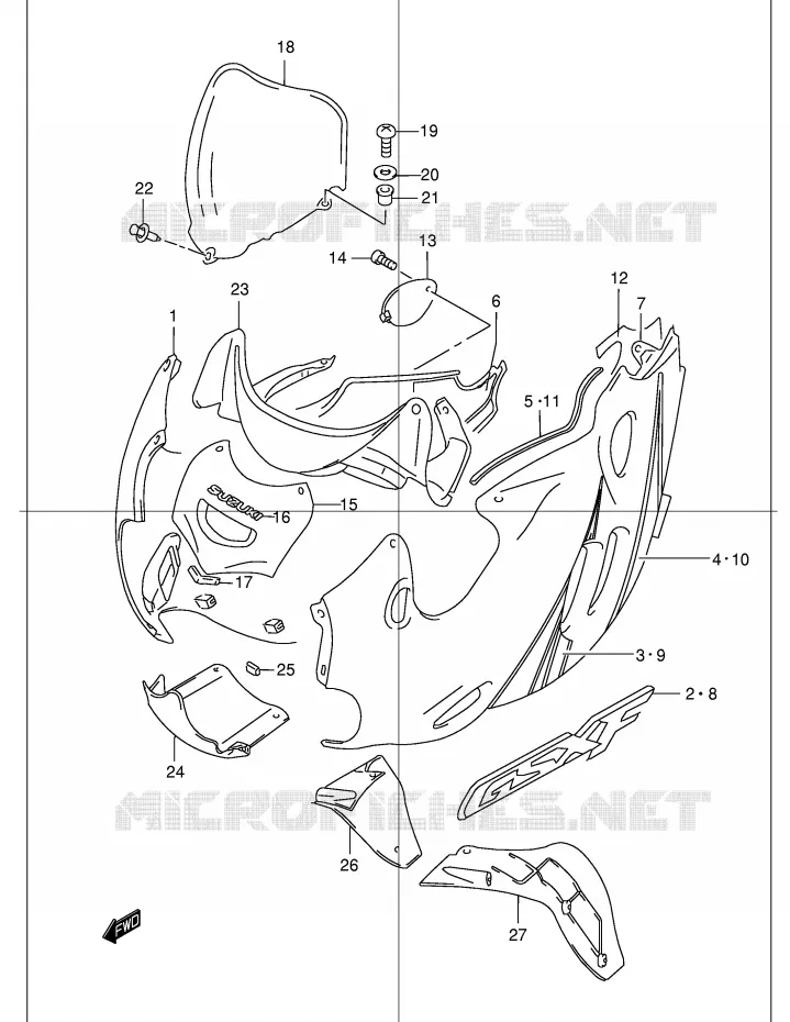 KUIP - ETIKETTEN (MODELE K2) Suzuki MOTO 600 GSX-F 2000  GSX600FUY(E2)