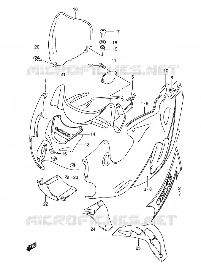 KUIP - ETIKETTEN (MODELE K3) Suzuki MOTO 600 GSX-F 2000  GSX600FY(E2)