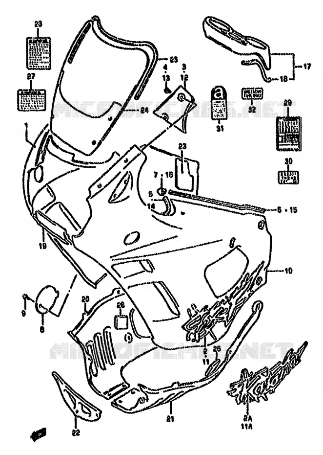 KUIP - ETIKETTEN (MODELE R) Suzuki MOTO 750 GSX-F 1994  GSX750FR(K-T)