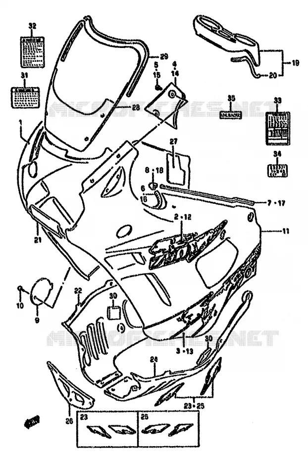 KUIP - ETIKETTEN (MODELE S) Suzuki MOTO 750 GSX-F 1990  GSX750FSKL(K-T)
