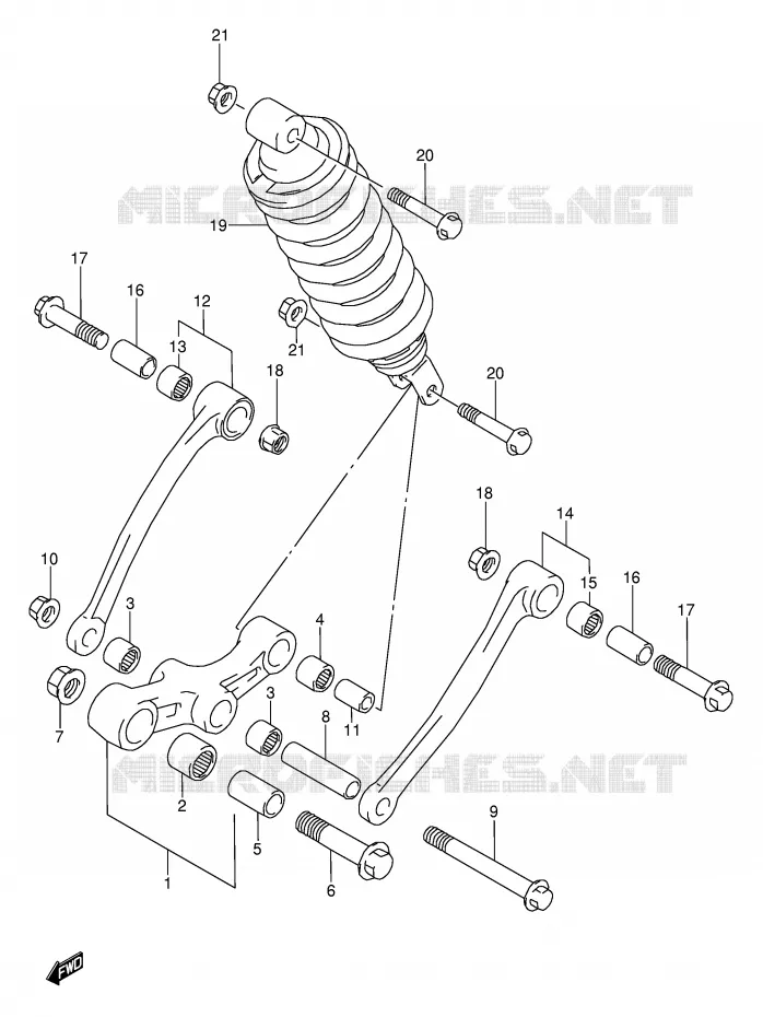 SCHOKBREKER AANEENSCHAKELING (MODELE J) Suzuki MOTO 600 GSX-F 1990  GSX600FU2L(E2)