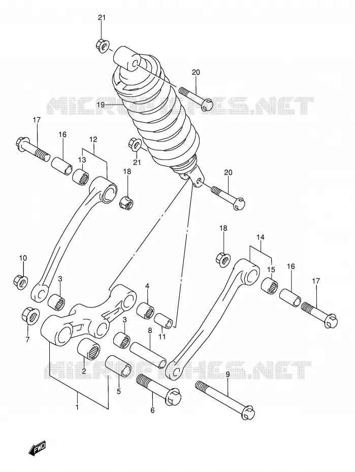SCHOKBREKER AANEENSCHAKELING (MODELE K/L/M/N/P/R/S/T) Suzuki MOTO 600 GSX-F 1996  GSX600FT(E2)