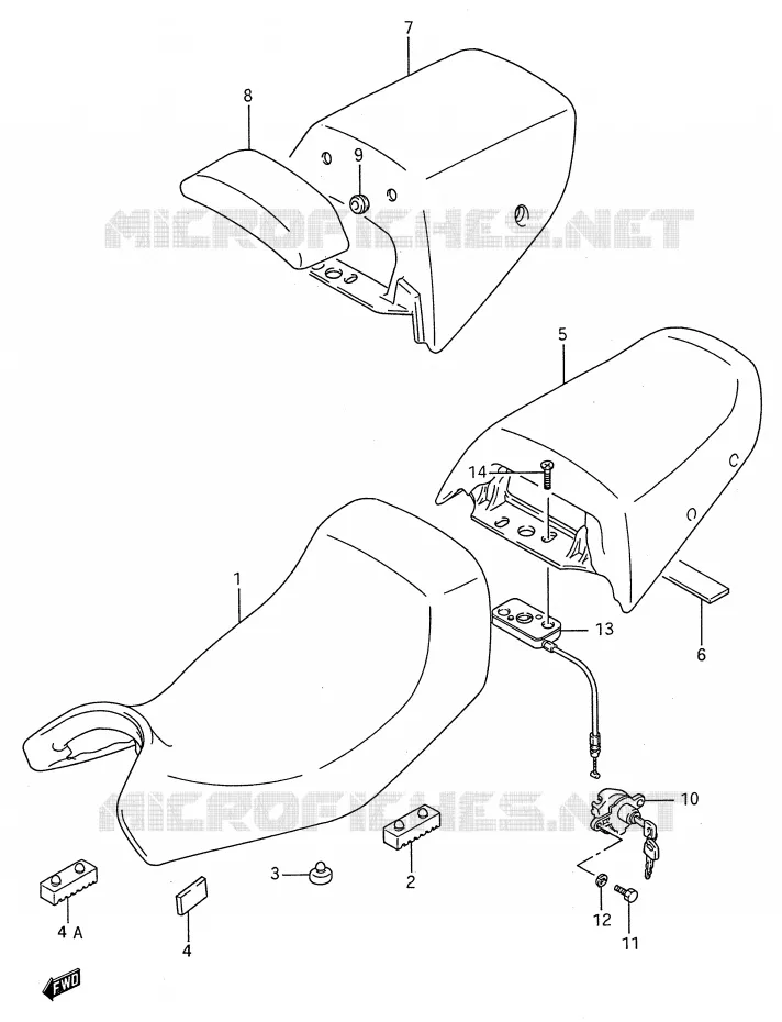 SEAT (MODELE J/K/L/M/N/P) Suzuki MOTO 600 GSX-F 1989  GSX600FUK(E28)