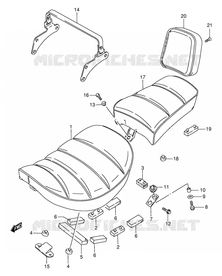 SEAT (MODELE T/V/W/X/Y/K1) Suzuki MOTO 650 SAVAGE 1997  LS650PV(E2)
