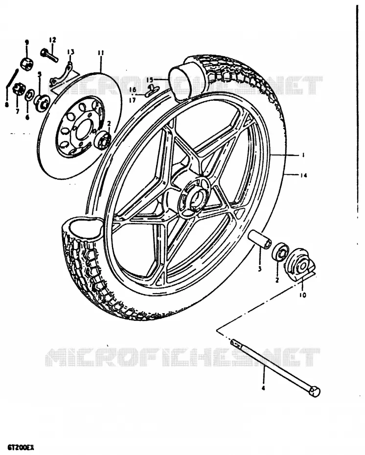 VOORWIEL (GT200EX) Suzuki MOTO 200 GT 1999  GT200X(X)