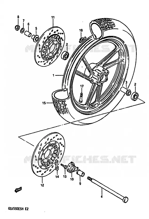 VOORWIEL Suzuki MOTO 550 GSX-E 1985  GSX550EUF(F/G/H)