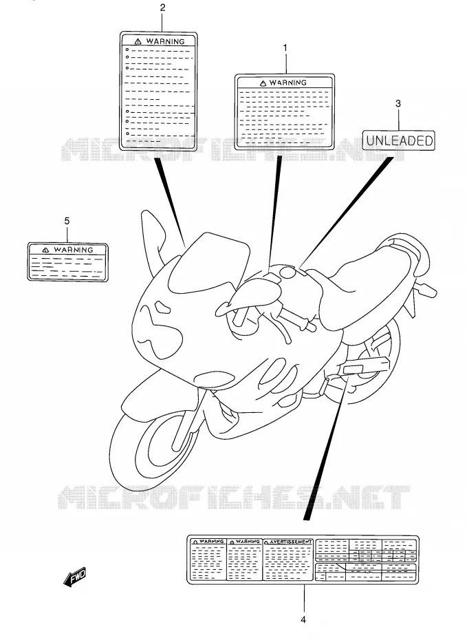 WAARSCHUWINGSLABEL (MODELE K3) Suzuki MOTO 750 GSX-F 2002  GSX750FK2(E2)