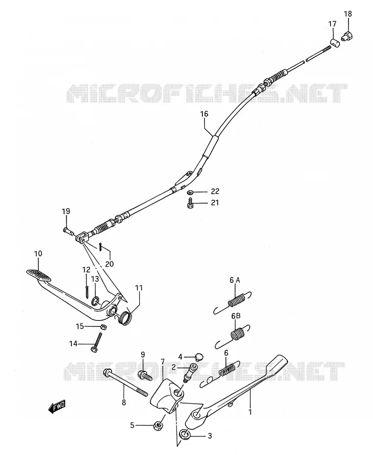 ZIJ STAND - ACHTER REMPEDAAL Suzuki MOTO 650 BOULEVARD 1988  LS650FJ(E28)