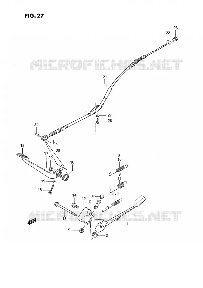 ZIJ STAND - ACHTER REMPEDAAL Suzuki MOTO 650 SAVAGE 1988  LS650PJ(E2)