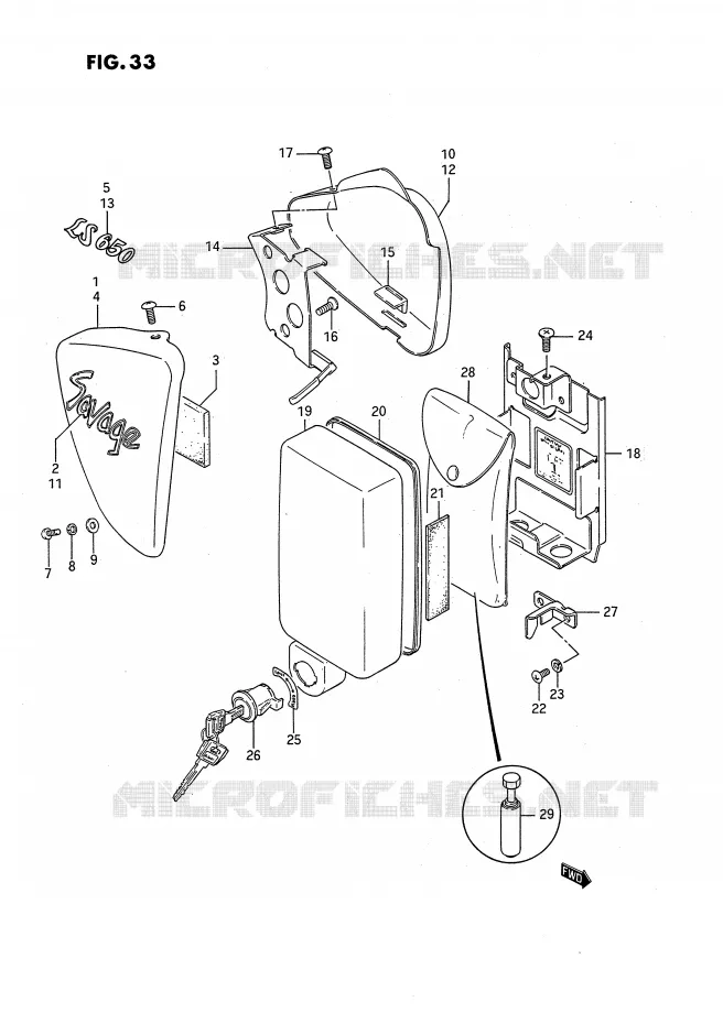 ACHTER KUIP  (MODELE G/J/K/L) Suzuki MOTO 650 SAVAGE 1994  LS650PR(E2)