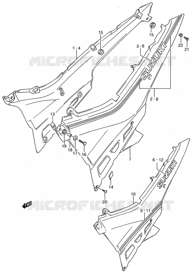 ACHTER KUIP  (MODELE J/K) Suzuki MOTO 600 GSX-F 1992  GSX600FU2N(E28)