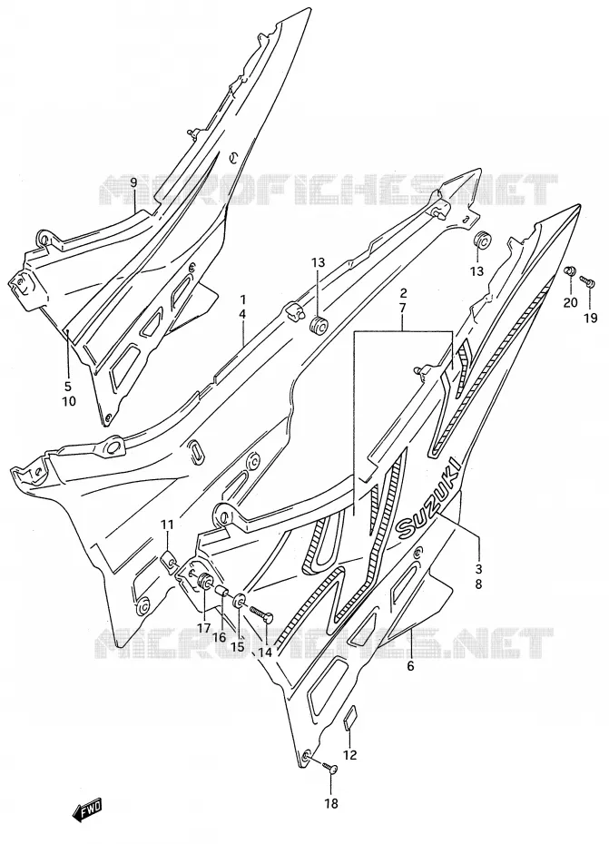 ACHTER KUIP  (MODELE N/P) Suzuki MOTO 600 GSX-F 1989  GSX600FK(E28)