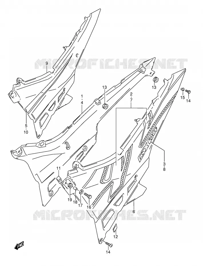 ACHTER KUIP  (MODELE N/P) Suzuki MOTO 600 GSX-F 1992  GSX600FN(E2)