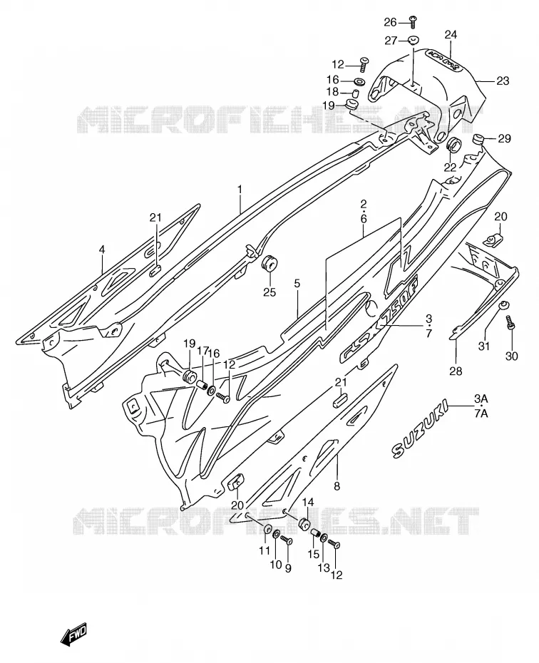 ACHTER KUIP  (MODELE N) Suzuki MOTO 750 GSX-F 1995  GSX750FS(E2)