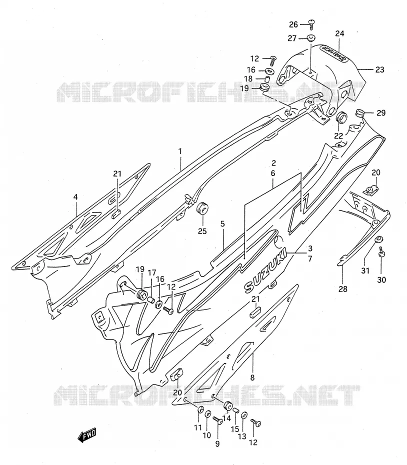 ACHTER KUIP  (MODELE N) Suzuki MOTO 750 GSX-F 1996  GSX750FT(E28)