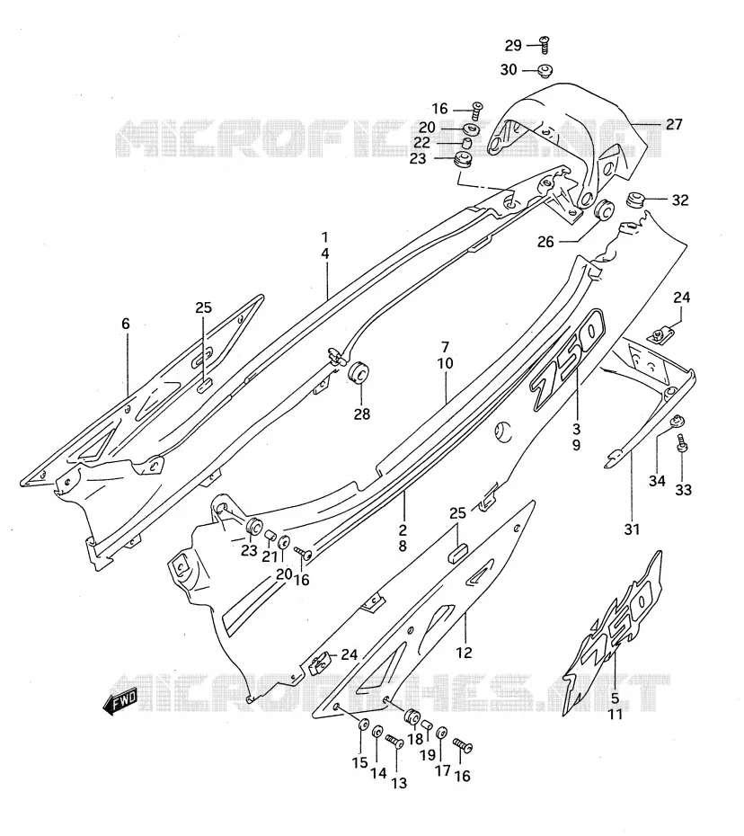 ACHTER KUIP  (MODELE P/R) Suzuki MOTO 750 GSX-F 1994  GSX750FR(E28)
