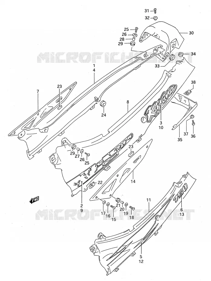 ACHTER KUIP  (MODELE S/T) Suzuki MOTO 750 GSX-F 1992  GSX750FN(E28)
