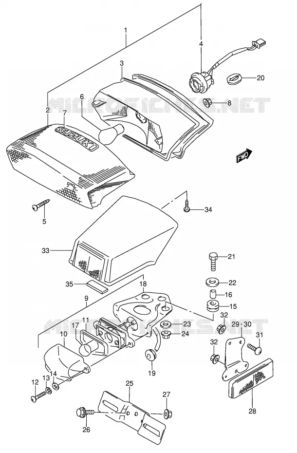 ACHTERLICHT (MODELE J/K/L/M/N) Suzuki MOTO 600 GSX-F 1996  GSX600FUT(E2)