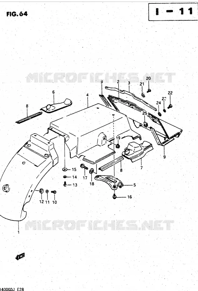 ACHTERSPATBORD Suzuki MOTO 1400 CAVALCADE 1987  GV1400GDH(DG-DJ/CJ)