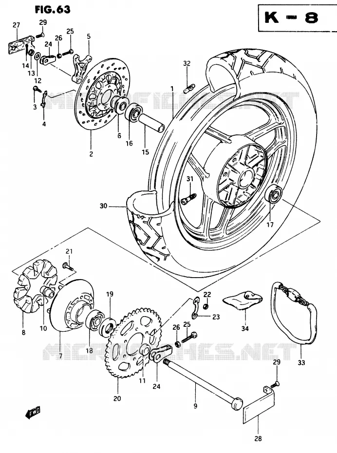 ACHTERWIEL (GSX750ESF/EFF/ESG E6, E24) Suzuki MOTO 750 GSX-E 1985  GSX750ESF(F)