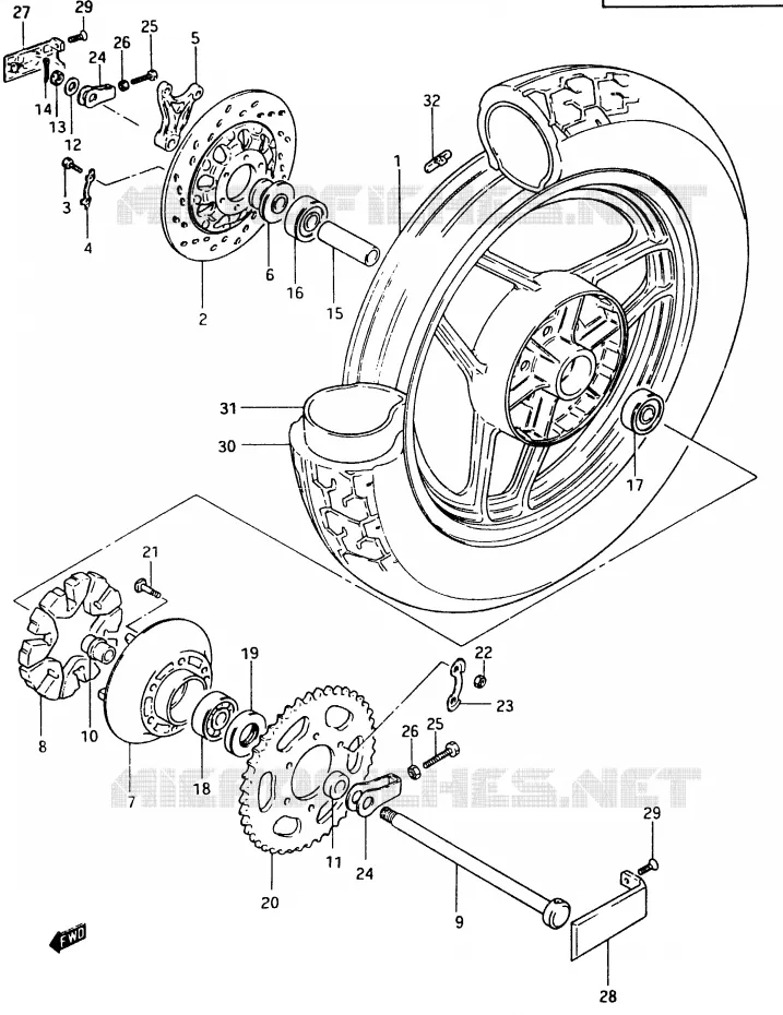 ACHTERWIEL (MODELE D) Suzuki MOTO 750 GSX-E 1984  GSX750EFE(D/E)