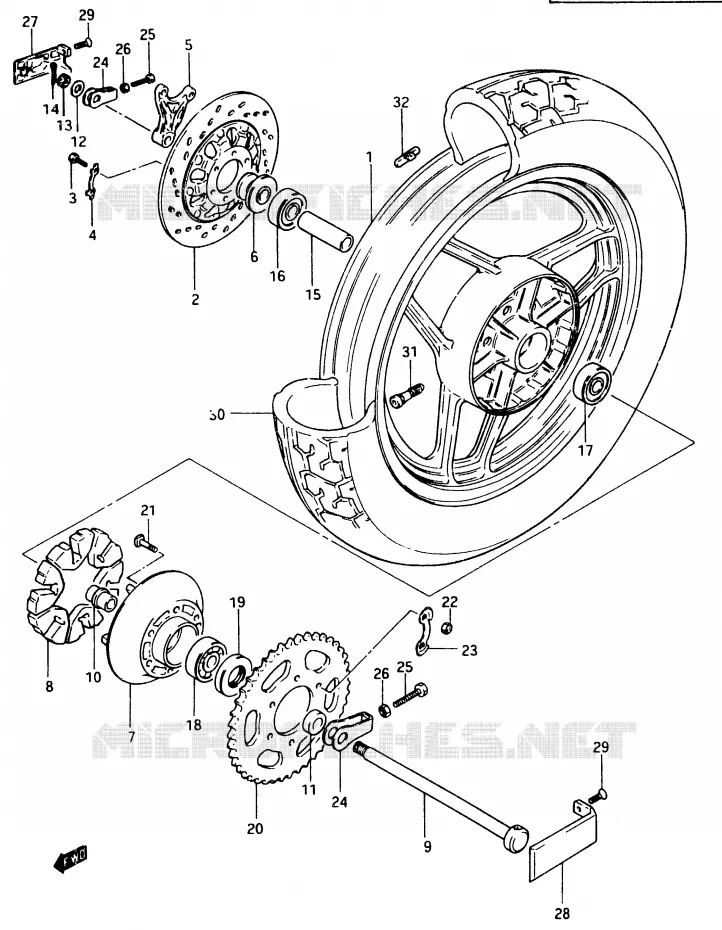 ACHTERWIEL (MODELE E) Suzuki MOTO 750 GSX-E 1983  GSX750ESD(D/E)
