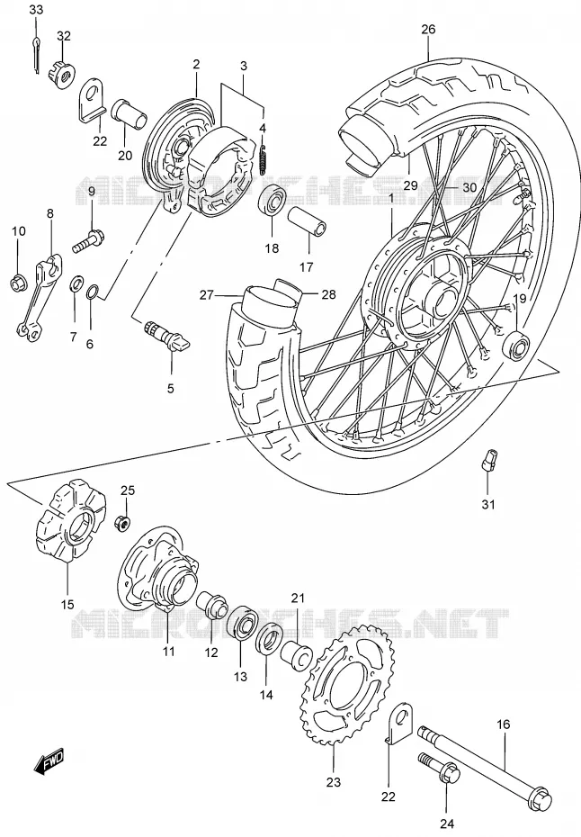 ACHTERWIEL Suzuki MOTO 250 MARAUDER 2003  GZ250K3(K3)