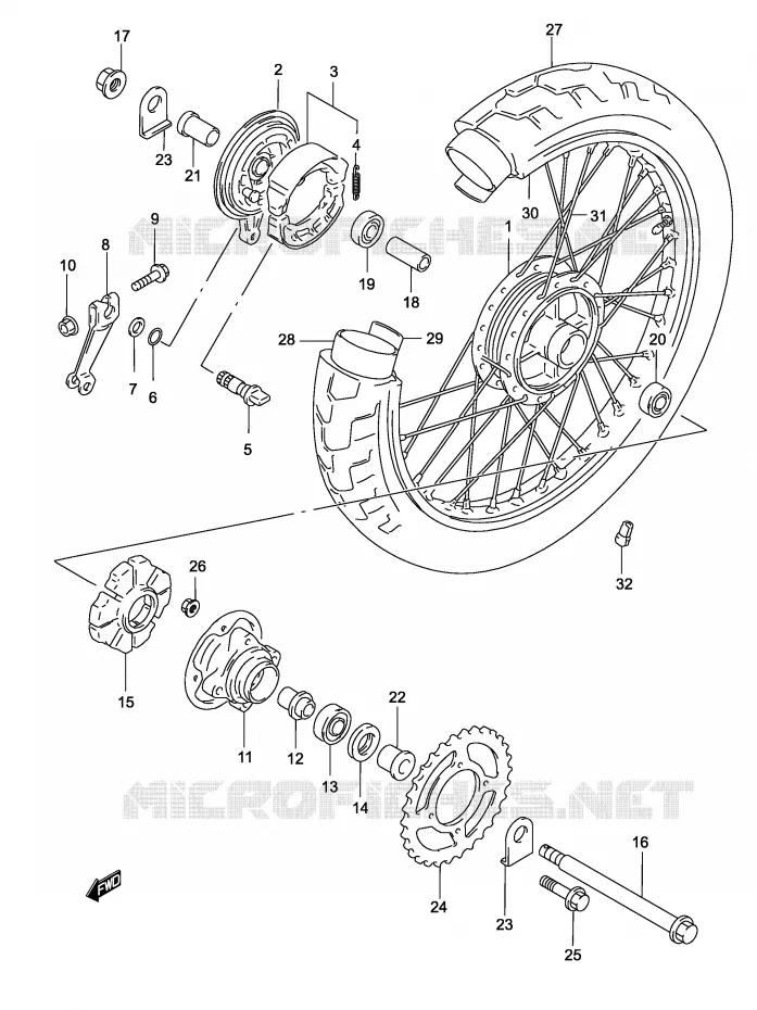 ACHTERWIEL Suzuki MOTO 250 MARAUDER 2003  GZ250LK3(P19)