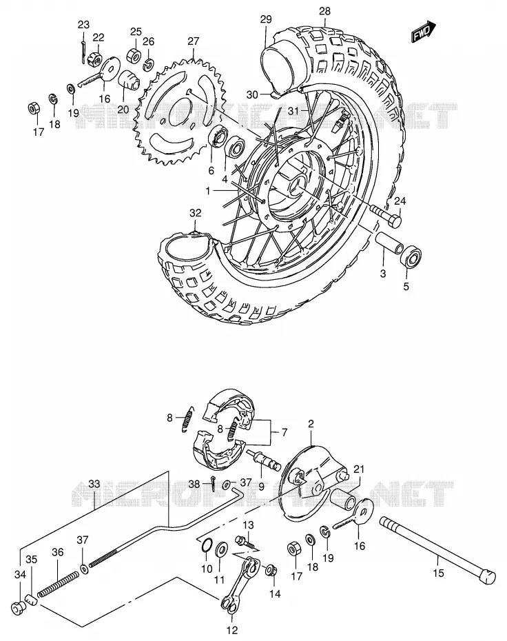 ACHTERWIEL Suzuki MOTO 50 JR 1997  JR50V(P3/P28)